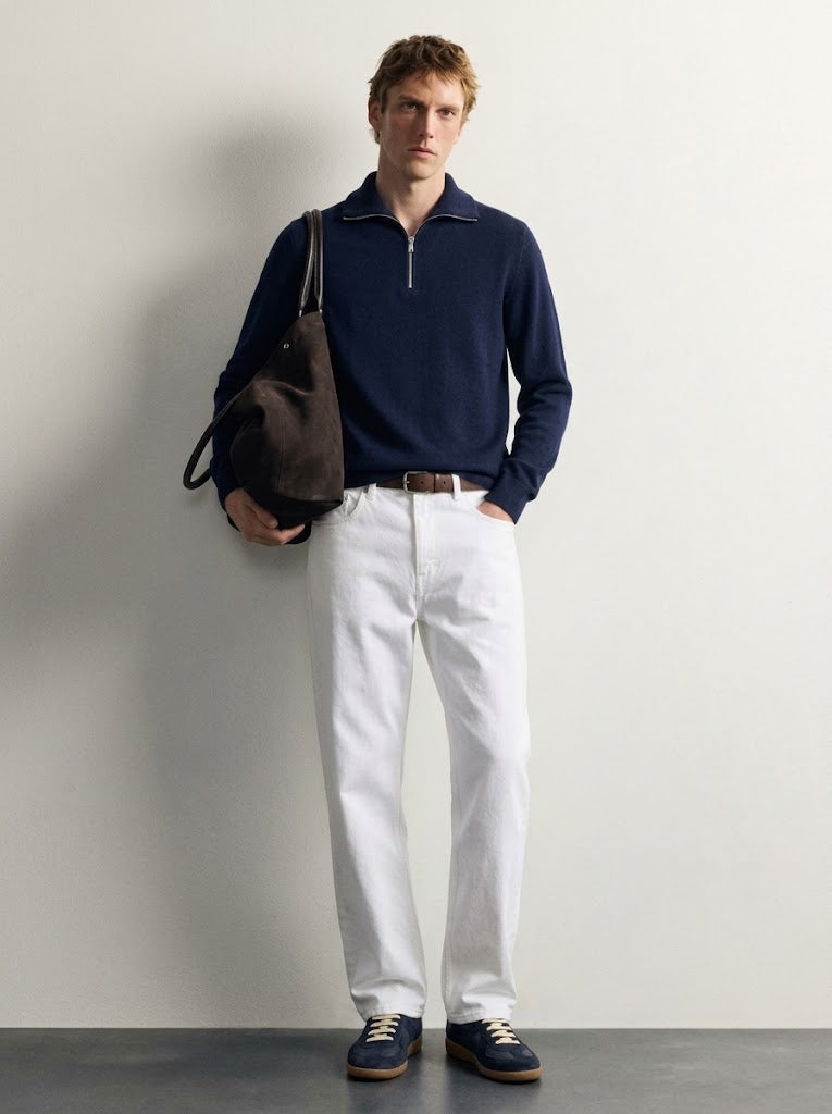 NAVY QUARTER ZIPPER