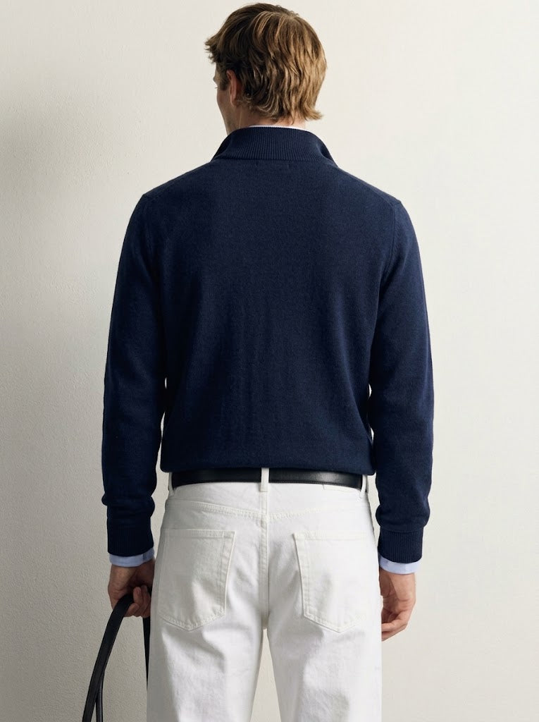 NAVY QUARTER ZIPPER