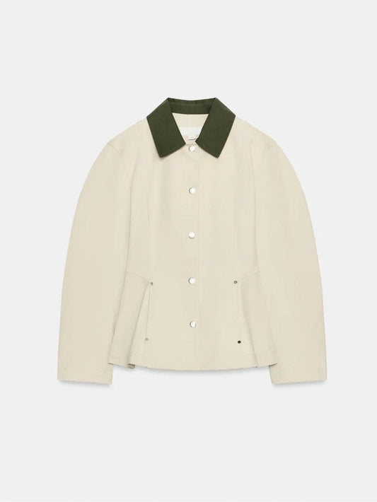 SOERA Emily Contrast Collar Peplum Jacket - Blazer - SOERA-206595-BEI-XS-36291 Beige XS