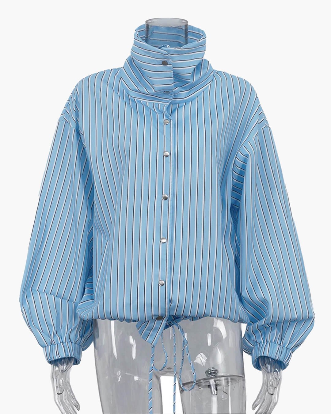 SOERA Carla Stripe High Neck Shirt - Blouse - SOERA-274179-BLU-L-51139 Blue L