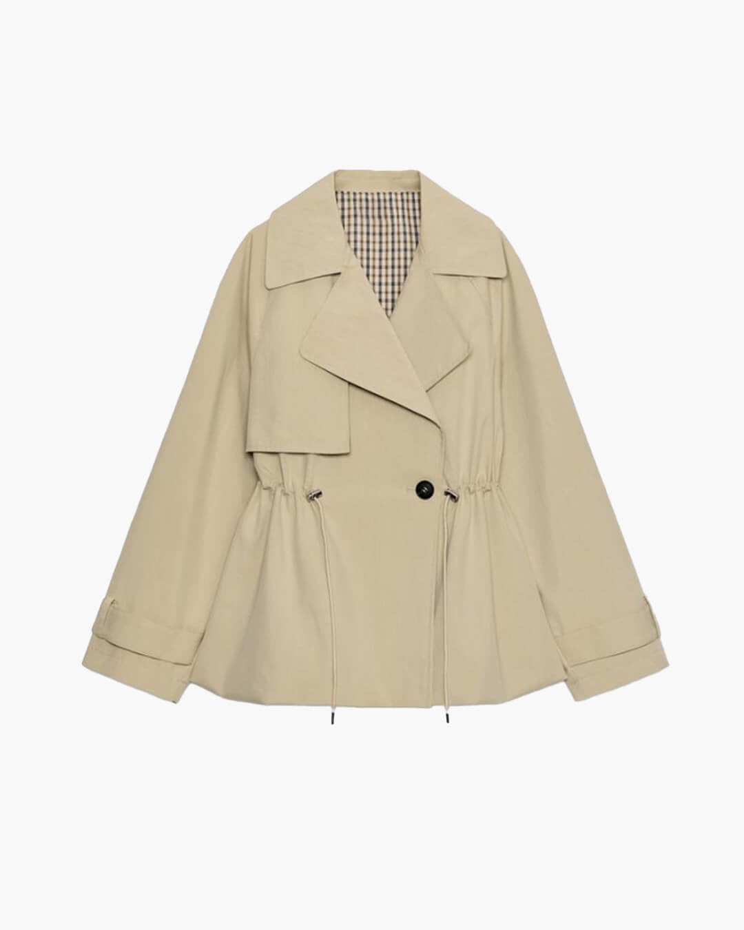 SOERA Emilia Lapel Collar Drawstring Trench Coat - Coat - SOERA-552131-KHA-L-56771 Beige L