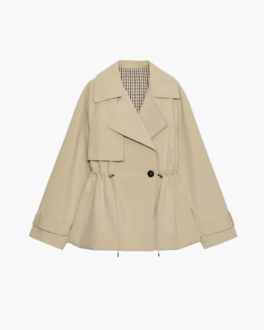 SOERA Emilia Lapel Collar Drawstring Trench Coat - Coat - SOERA-552131-KHA-L-56771 Beige L
