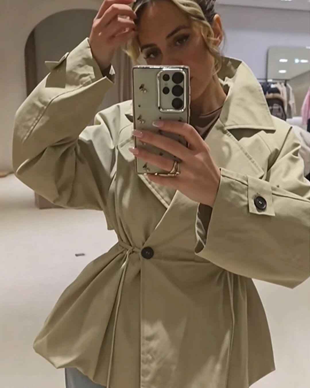 SOERA Emilia Lapel Collar Drawstring Trench Coat - Coat - SOERA-552131-KHA-M-24003 Beige M