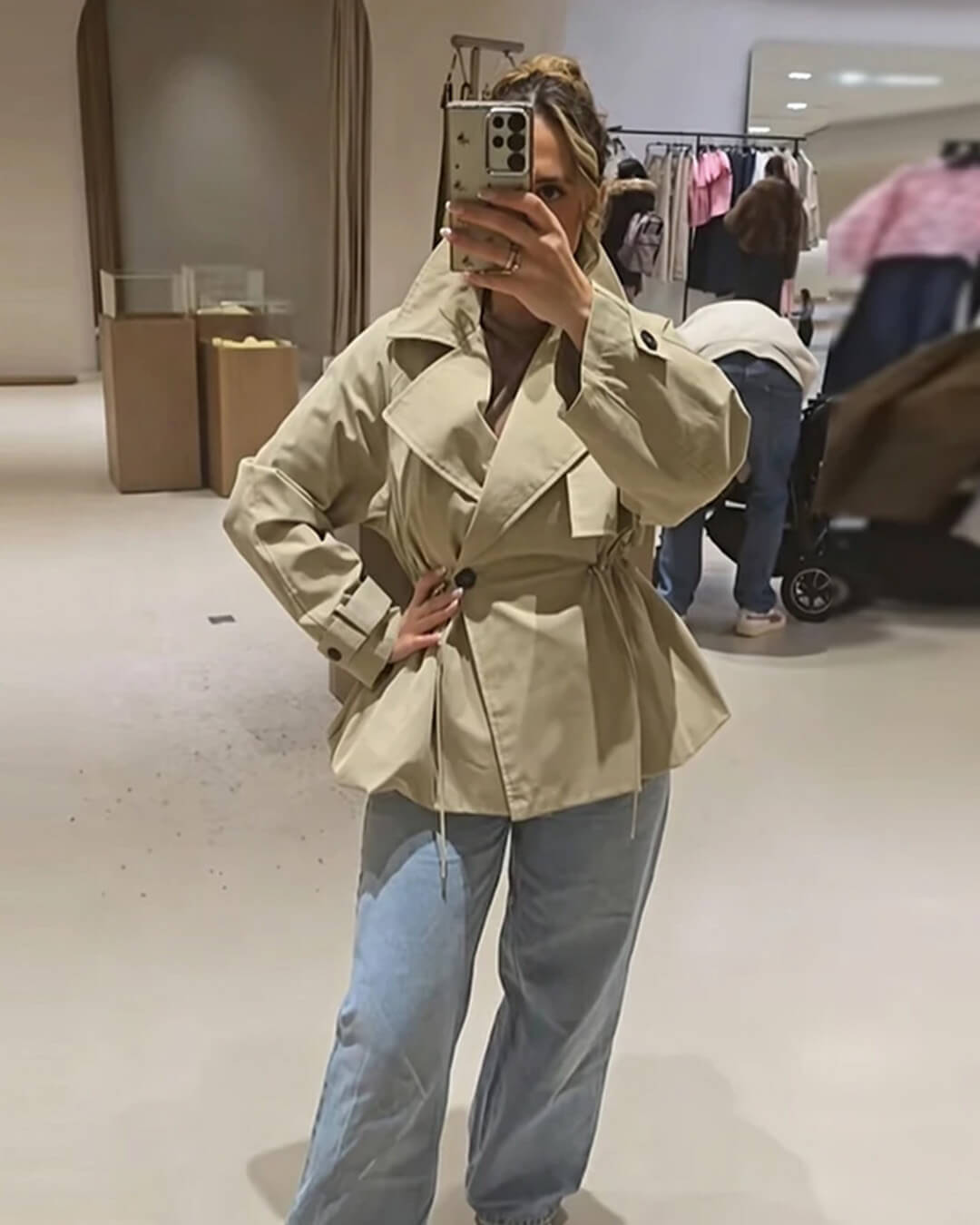 SOERA Emilia Lapel Collar Drawstring Trench Coat - Coat - SOERA-552131-KHA-M-24003 Beige M
