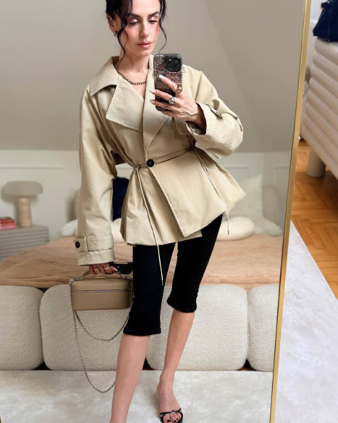 SOERA Emilia Lapel Collar Drawstring Trench Coat - Coat - SOERA-552131-KHA-M-24003 Beige M