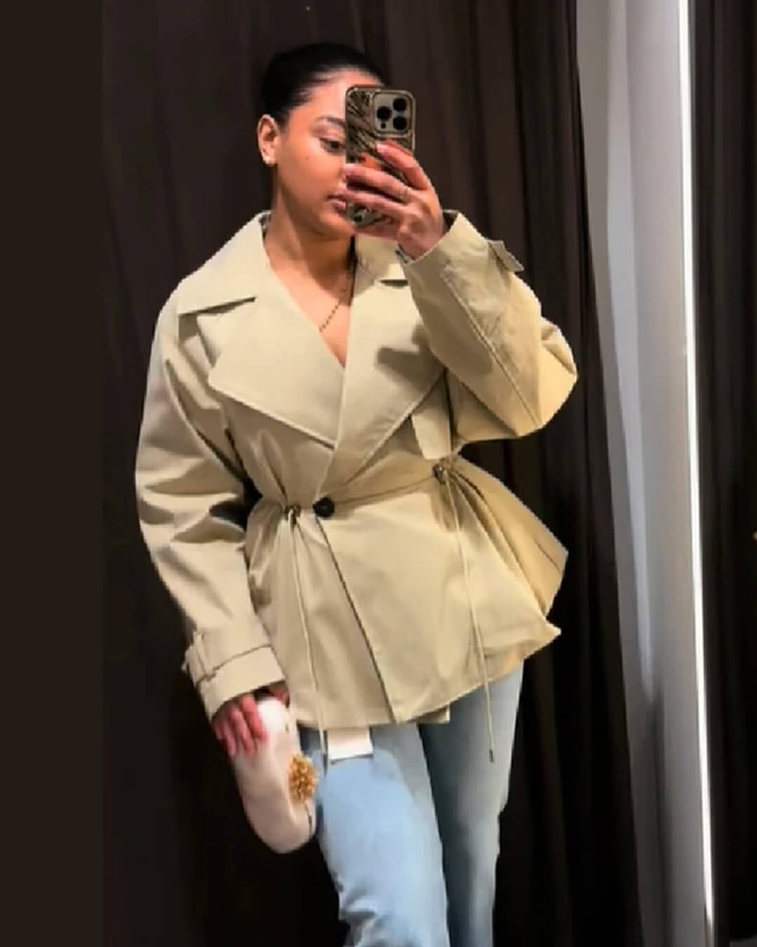 SOERA Emilia Lapel Collar Drawstring Trench Coat - Coat - SOERA-552131-KHA-S-91235 Beige S