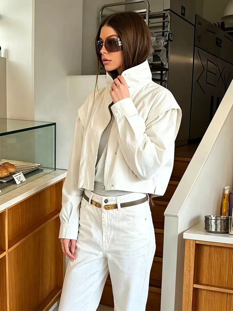 SOERA Emma Cropped Windbreaker Jacket - Jacket - SOERA-671107-BEI-S-25187 Creme S