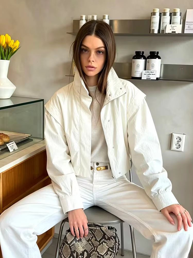 SOERA Emma Cropped Windbreaker Jacket - Jacket - SOERA-671107-BEI-XS-92419 Creme XS