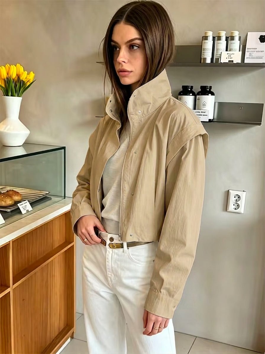 SOERA Emma Cropped Windbreaker Jacket - Jacket - SOERA-671107-KHA-S-63043 Light Brown S