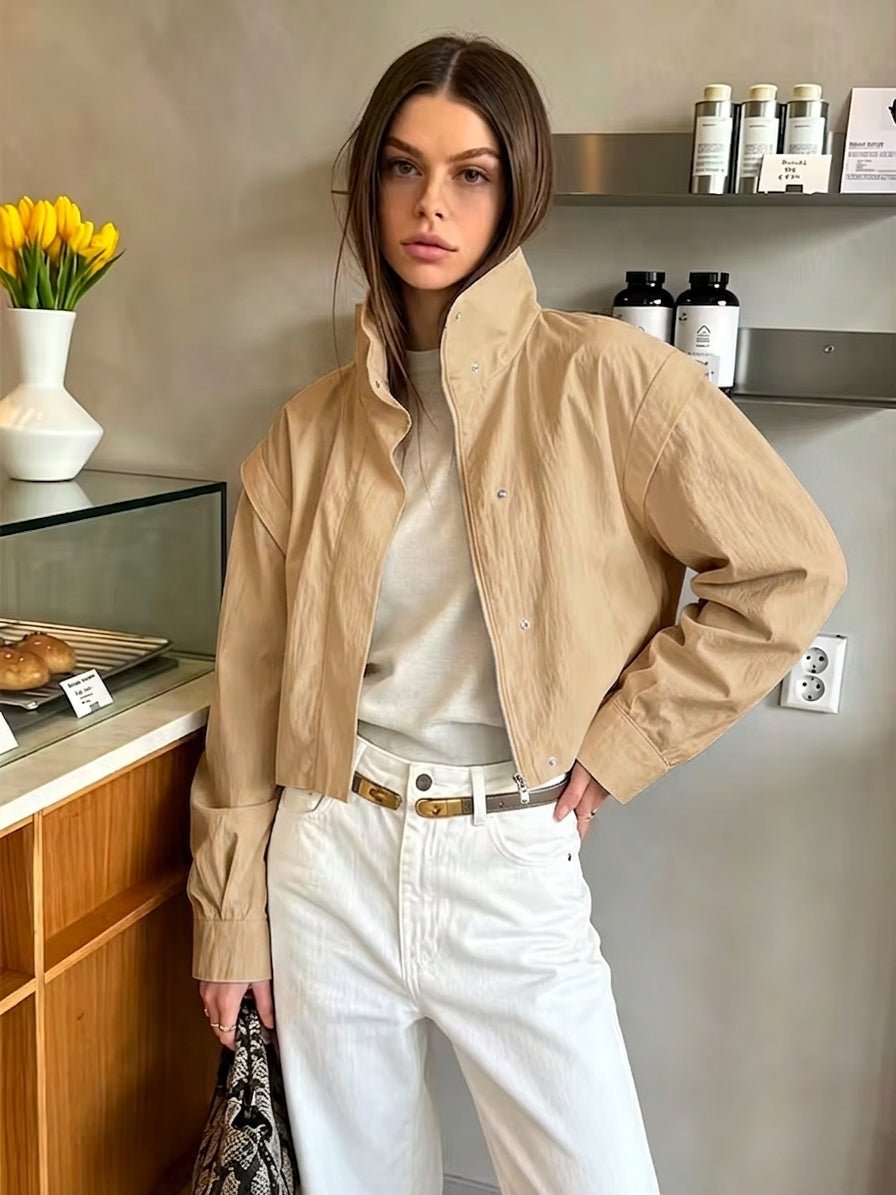 SOERA Emma Cropped Windbreaker Jacket - Jacket - SOERA-671107-KHA-XS-30275 Light Brown XS