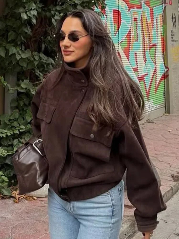 SOERA Lara Vintage Oversized Bomber Jacket - Jacket - SOERA-230339-DEE-M-51747 Deep Coffee M