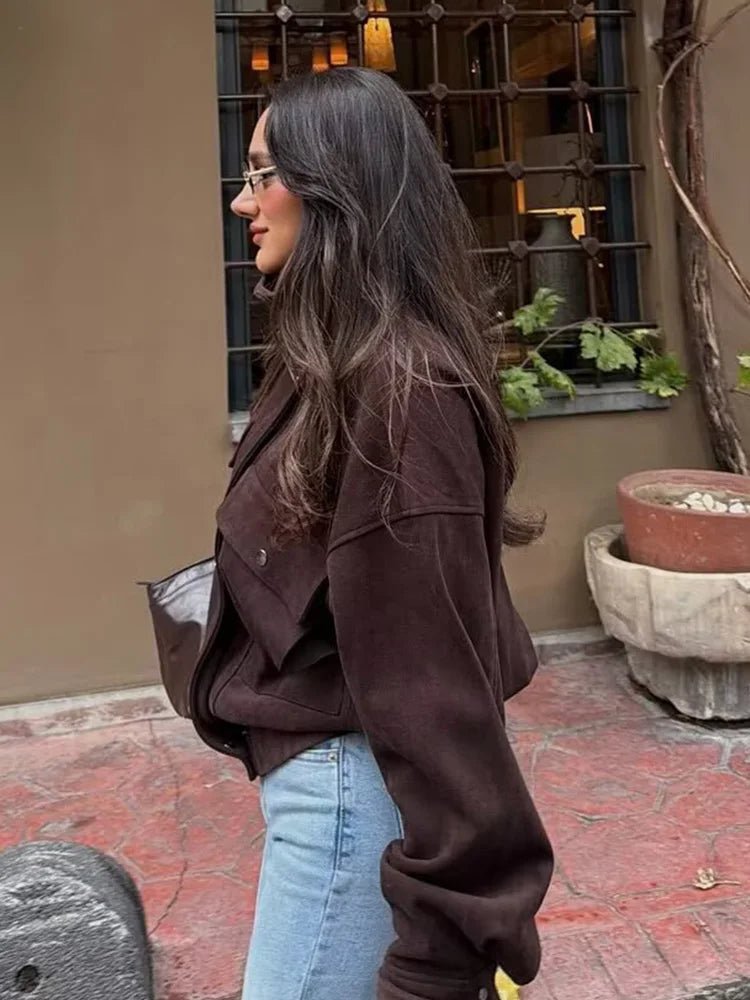 SOERA Lara Vintage Oversized Bomber Jacket - Jacket - SOERA-230339-DEE-S-18979 Deep Coffee S