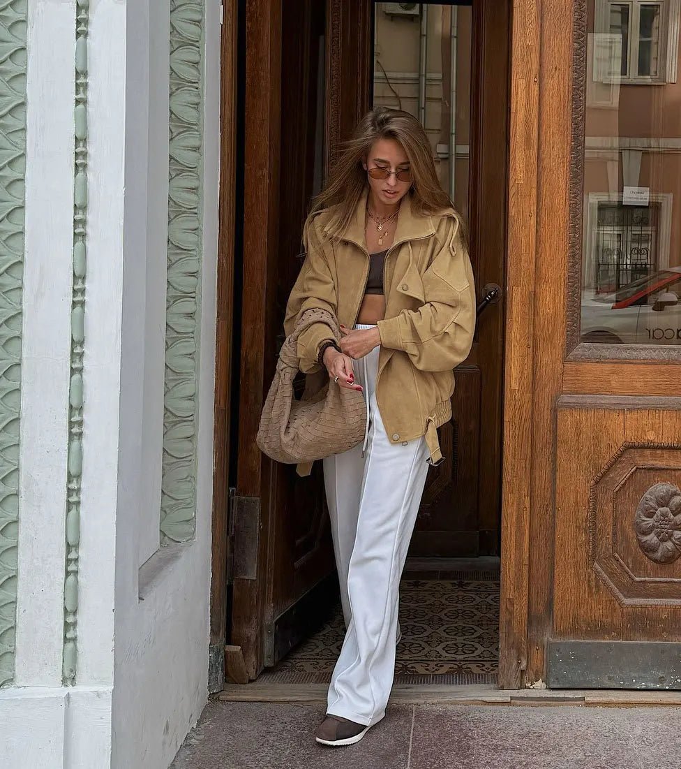 SOERA Laura Faux Suede Oversized Bomber Jacket - Jacket - SOERA-849347-KHA-M-07171 Camel M