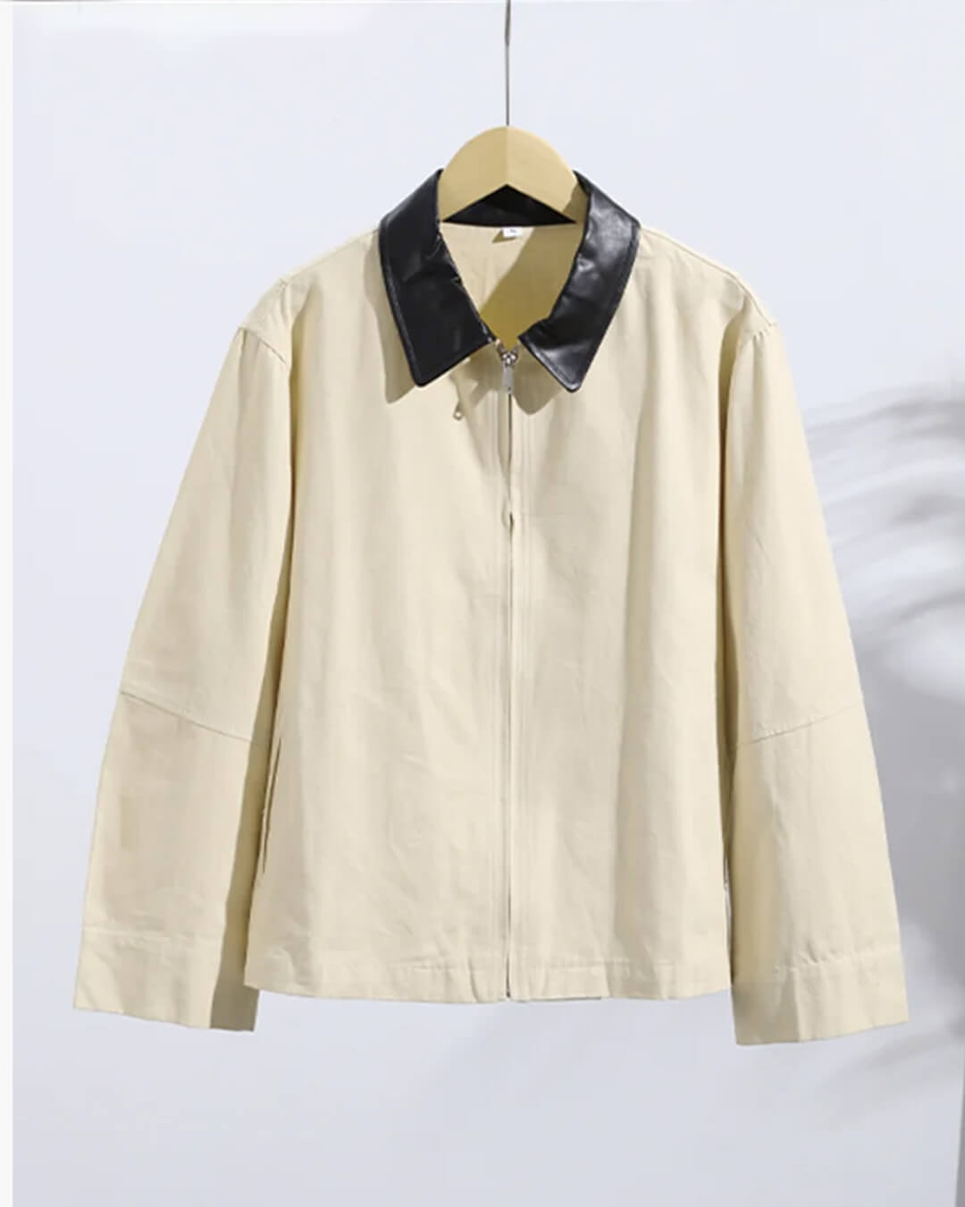 SOERA Maria Contrast Collar Zip-Up Jacket - Jacket - SOERA-127299-KHA-XL-40483 Beige XL