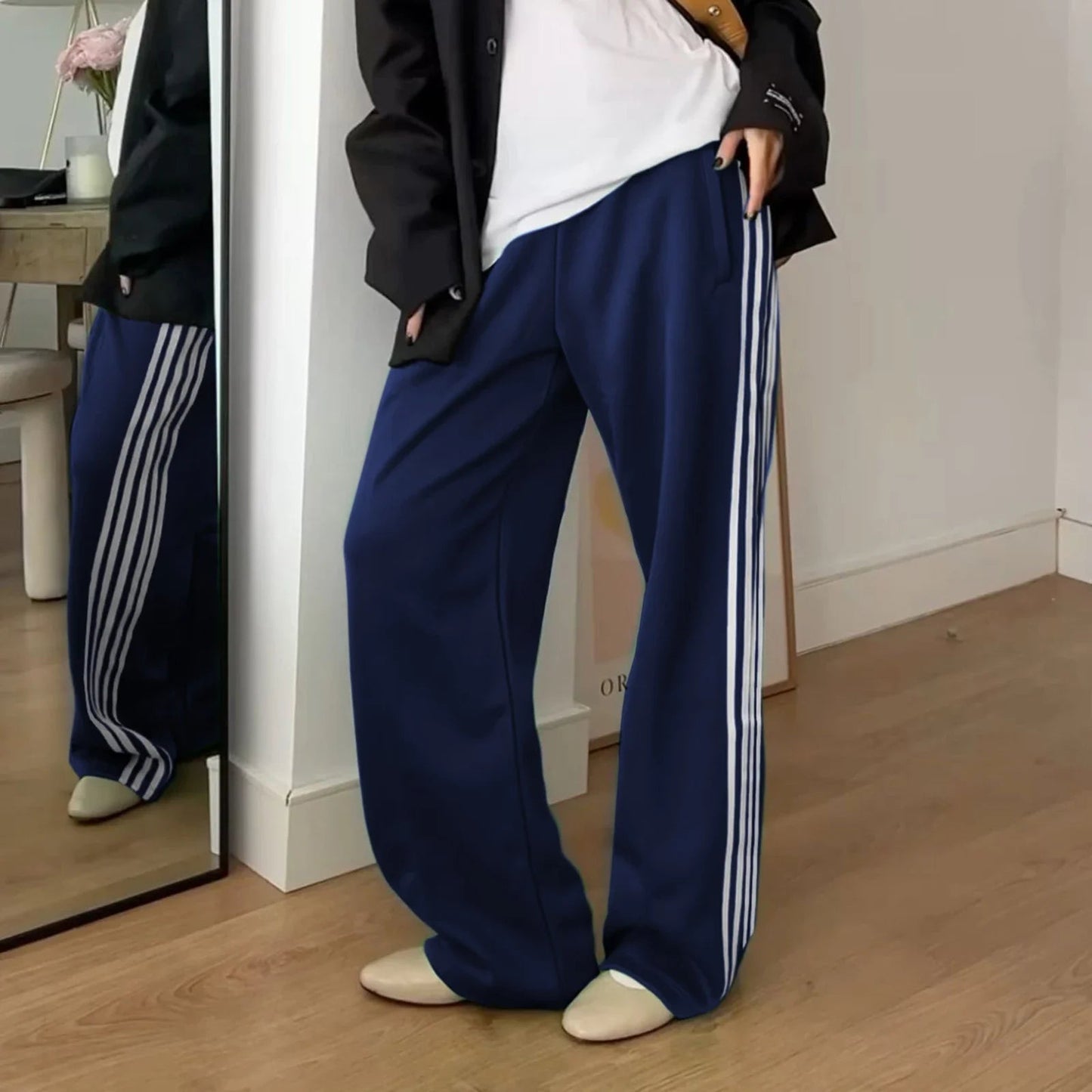SOERA Sandra Striped Drawstring Sweatpants - Pants - SOERA-079043-DAR-S-52803 Dark Blue S